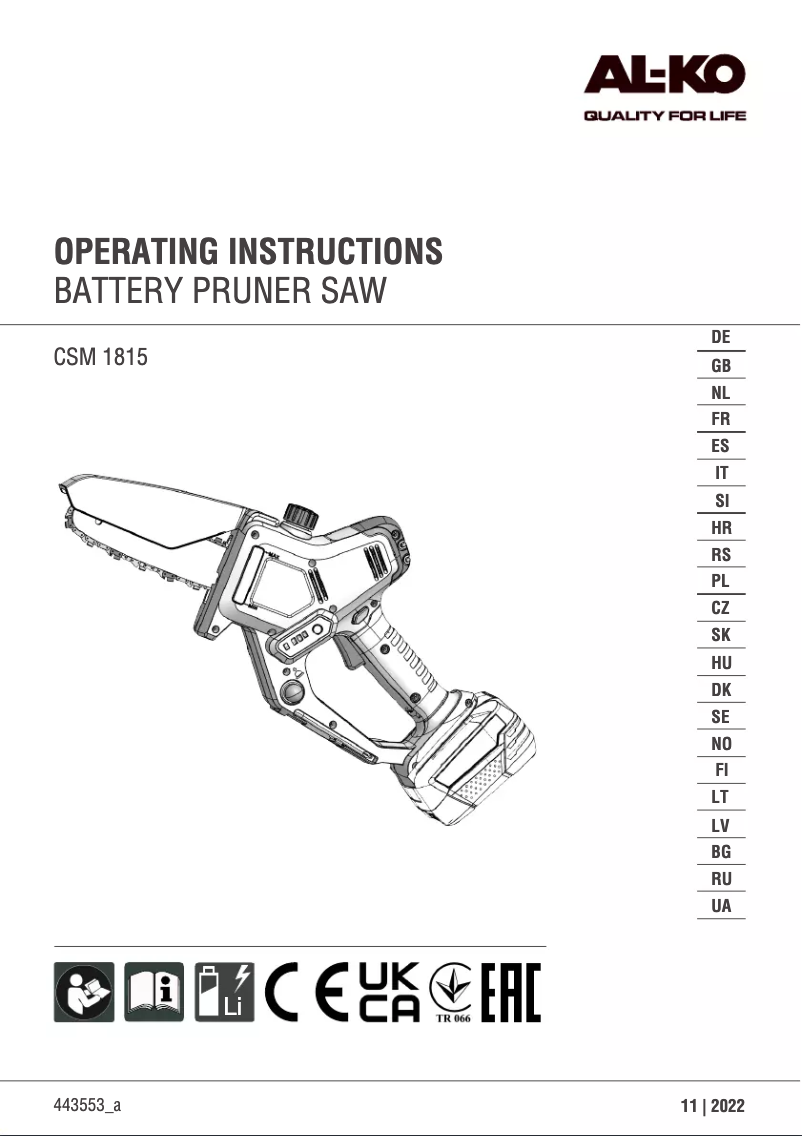 Image de la première page du manuel de l'appareil CSM 1815
