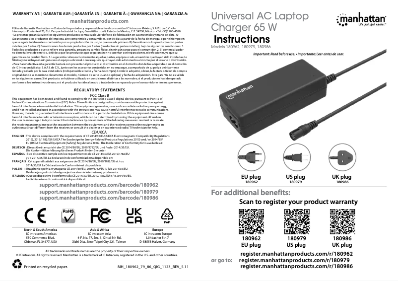 Page 1 of the manual User Manual Manhattan 180979