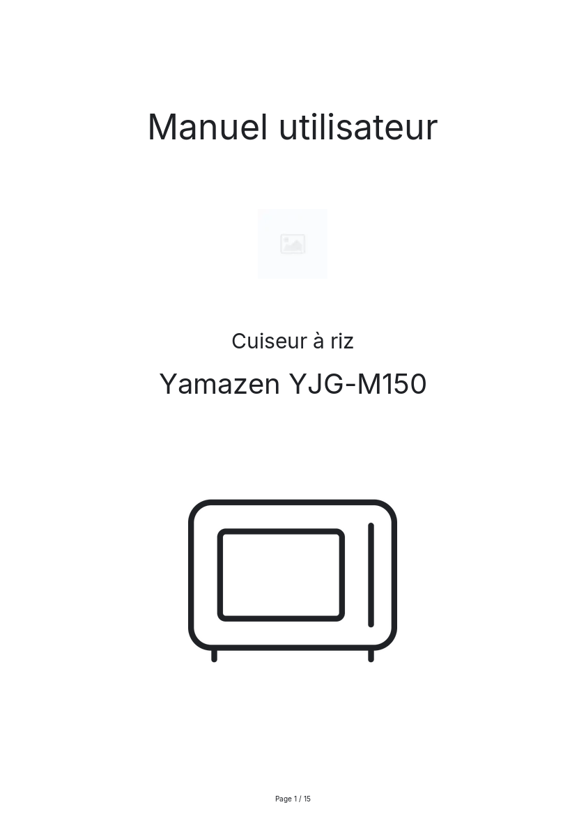 Page n°1 - Manuel utilisateur Yamazen YJG-M150