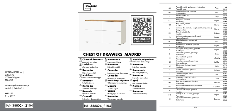 Page 1 de la notice Manuel utilisateur Livarno Lux IAN 388024