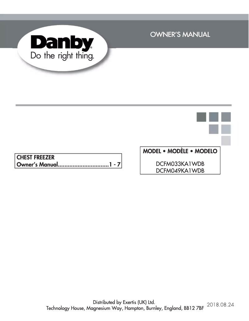 Page 1 de la notice Manuel utilisateur Danby DCFM033KA1WDB