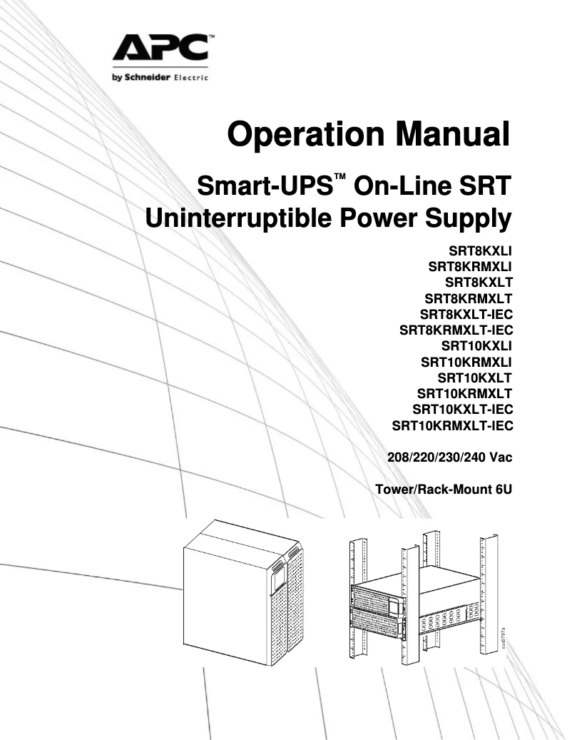 Image de la première page du manuel de l'appareil Smart-UPS SRT SRT8KXLTUS