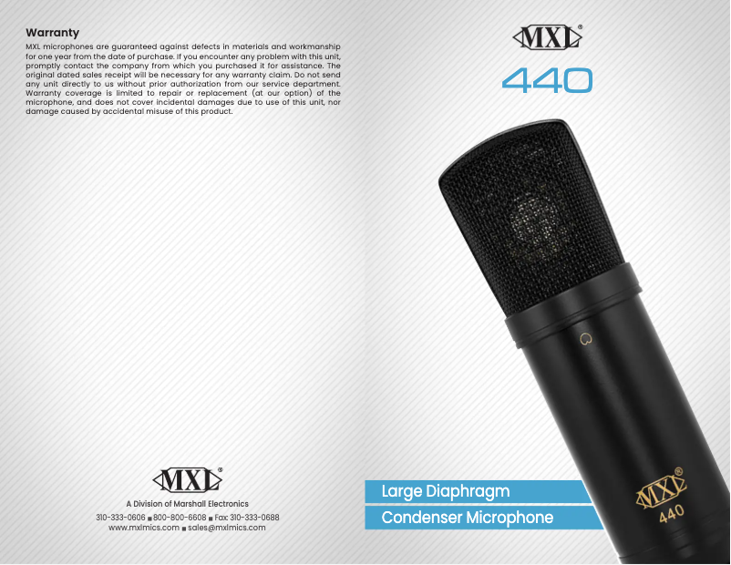 Page 1 de la notice Manuel utilisateur MXL 440