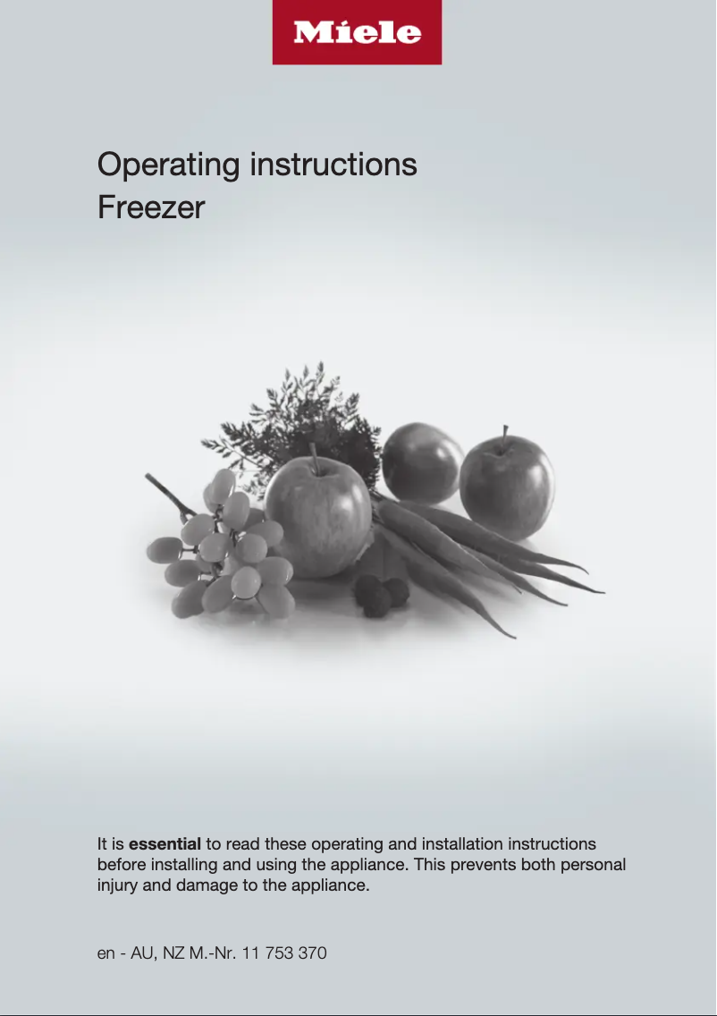 Page n°1 - Manuel utilisateur Miele FNS 7740 F