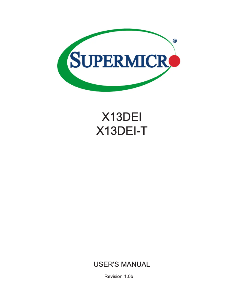 Page 1 de la notice Manuel utilisateur Supermicro X13DEI-T