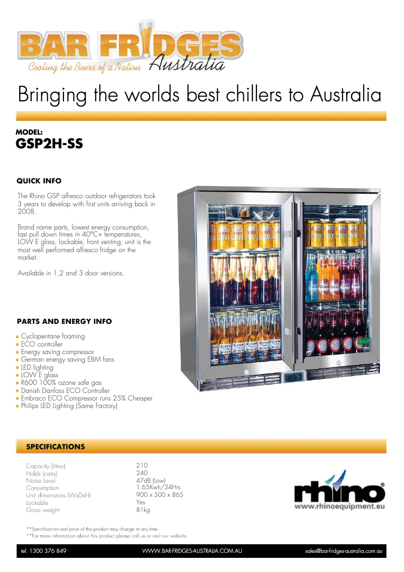 Page n°1 - Fiche technique Rhino GSP2H-SS