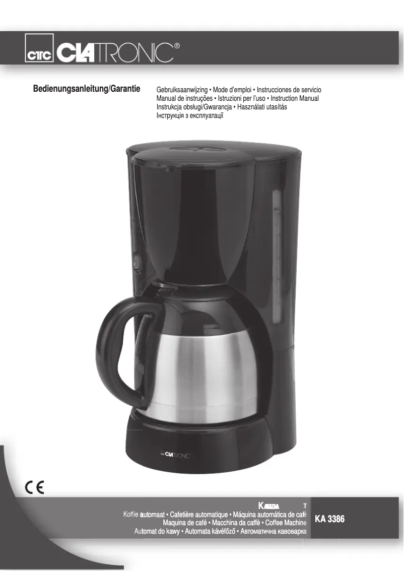 Page 1 de la notice Manuel utilisateur Clatronic KA 3386
