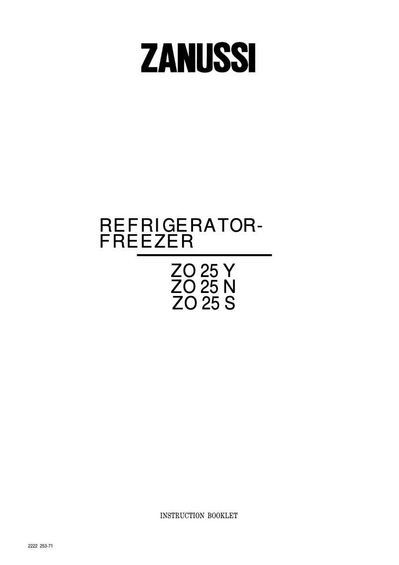 Page 1 de la notice Manuel utilisateur Zanussi ZO25N
