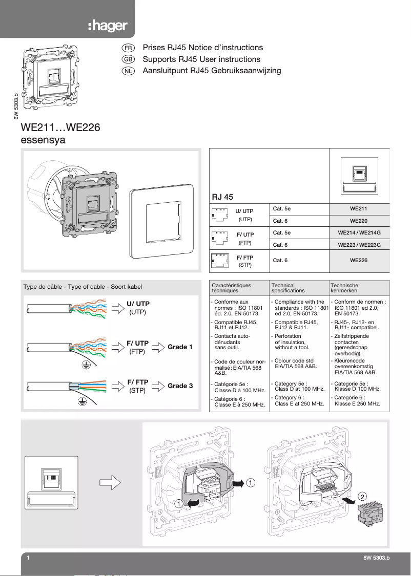 Page n°1 - Manuel utilisateur Hager WE223G