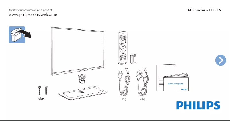 Page 1 de la notice Guide de démarrage rapide Philips 40PFT4109