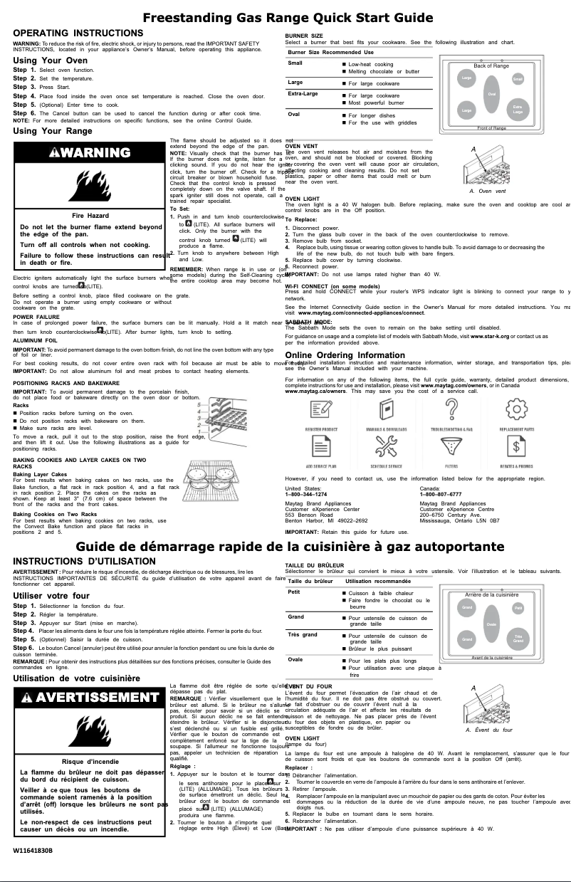 Page 1 de la notice Guide de démarrage rapide Maytag MFGS4030RS