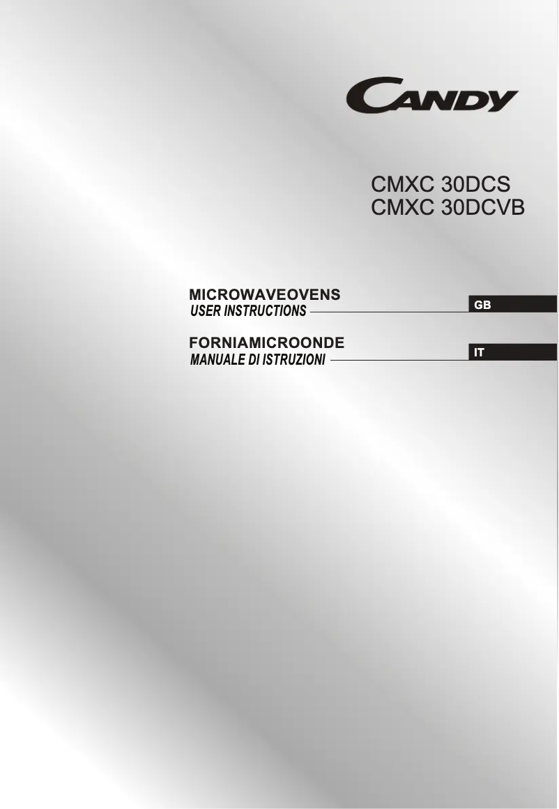 Page 1 of the manual User Manual Candy CMXC 30DCS