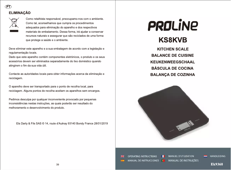 Page n°1 - Manuel utilisateur Proline KS8KVB