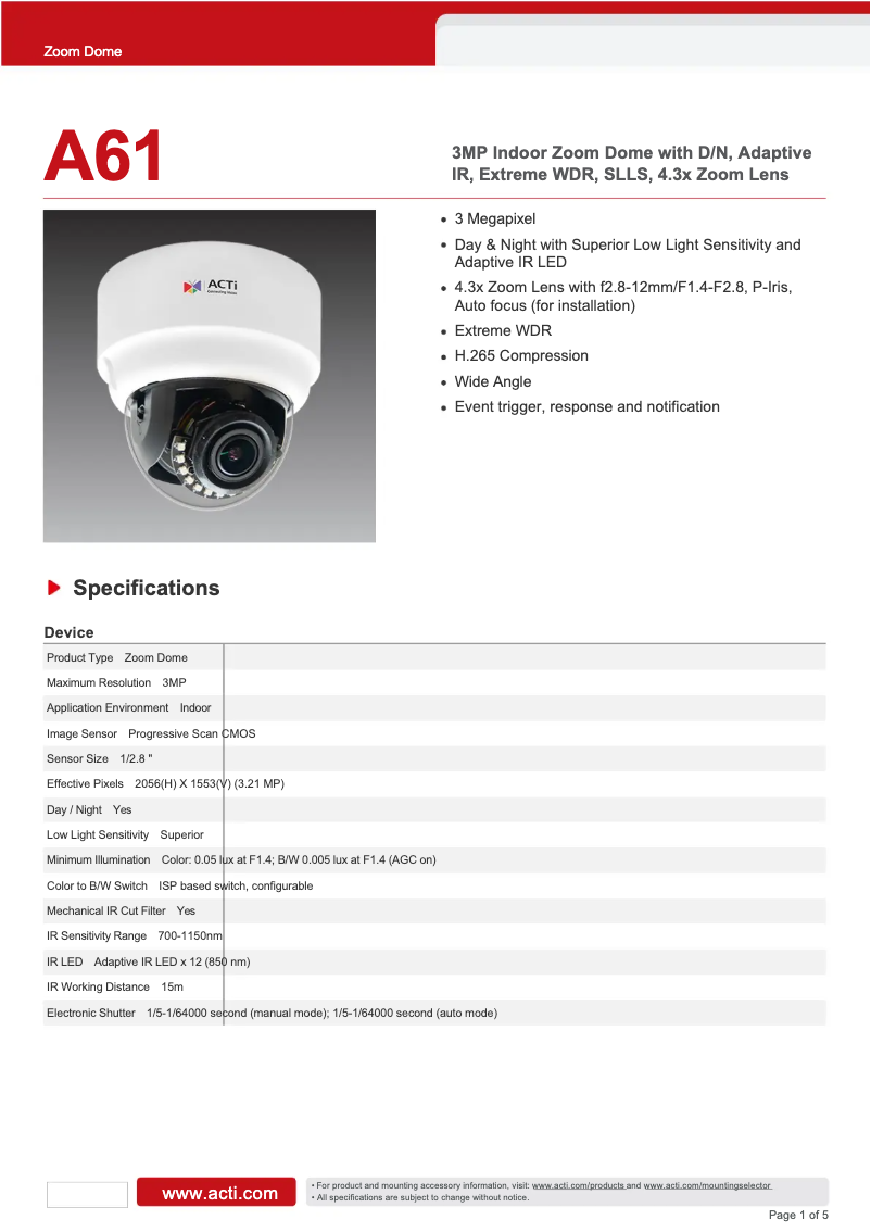 Image de la première page du manuel de l'appareil A61