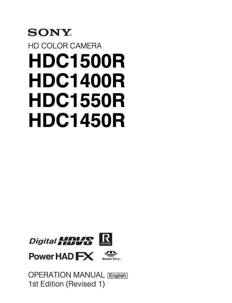 Page n°1 - Manuel utilisateur Sony HDC-1550R