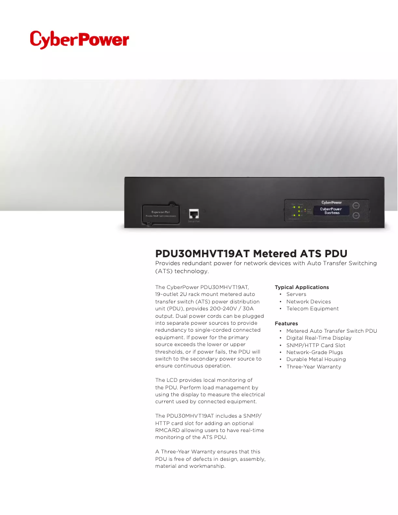 Image de la première page du manuel de l'appareil PDU30MHVT19AT