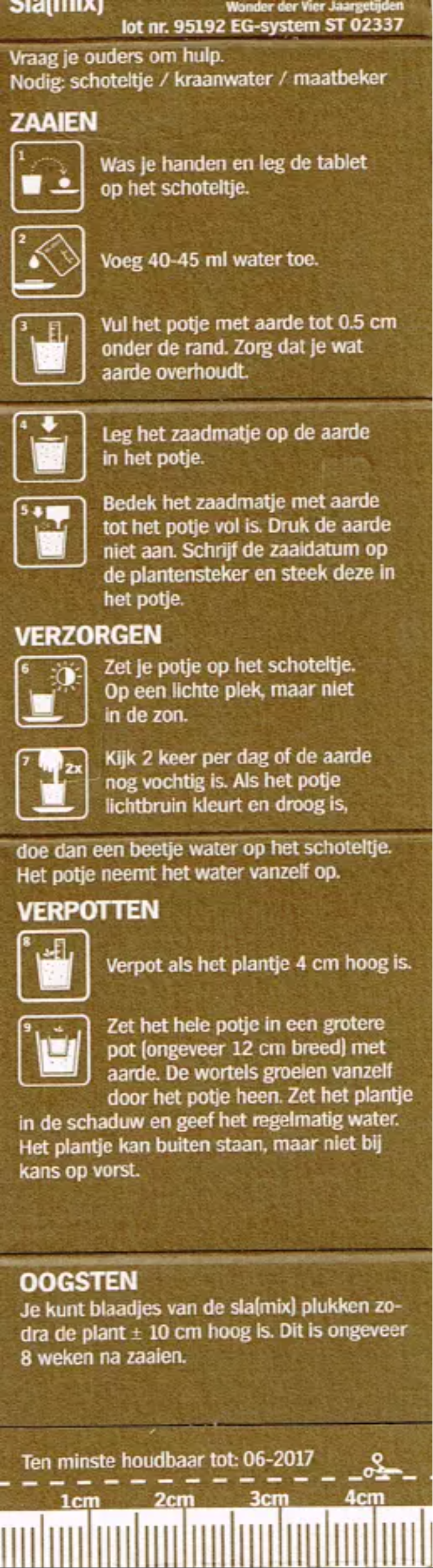 Page 1 of the manual User Manual Albert Heijn Moestuintje Sla(mix)