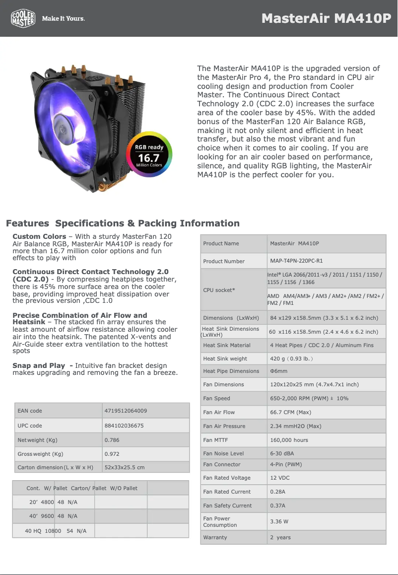 Page n°1 - Manuel utilisateur Cooler Master MasterAir MA410P