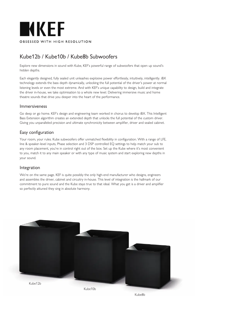Página 1 del manual Ficha técnica KEF Kube10b