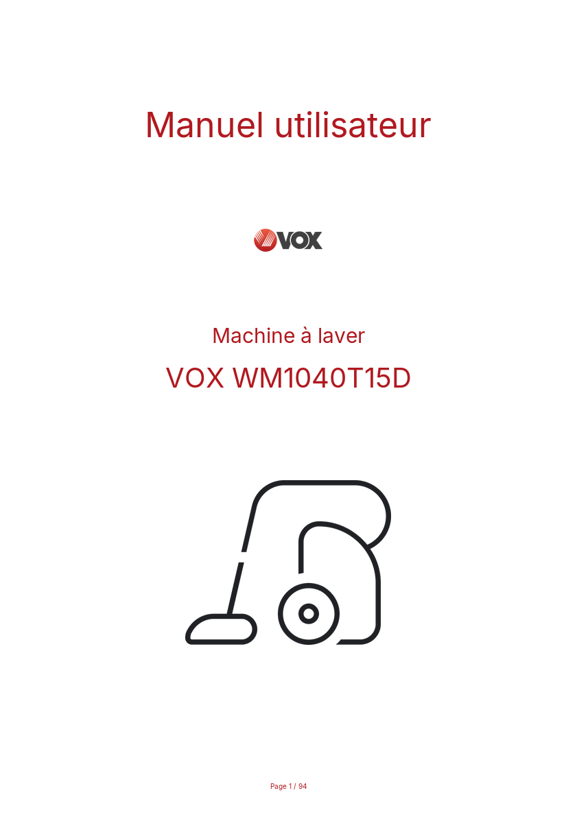 Image de la première page du manuel de l'appareil WM1040T15D