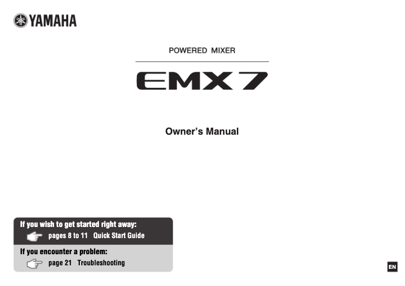Page n°1 - Manuel utilisateur Yamaha EMX7