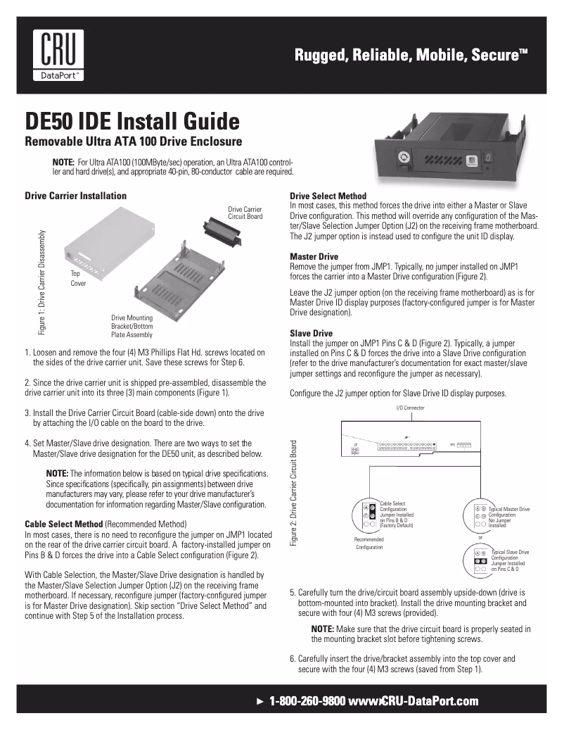 Page 1 de la notice Manuel utilisateur CRU DE50