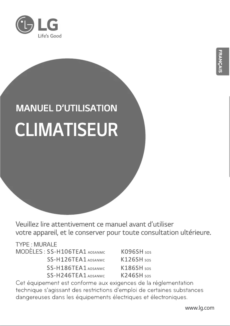 Page 1 de la notice Manuel utilisateur LG K186SH