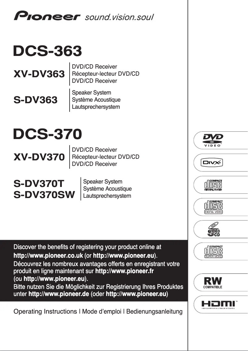 Página 1 del manual Manual de usuario Pioneer DCS-363