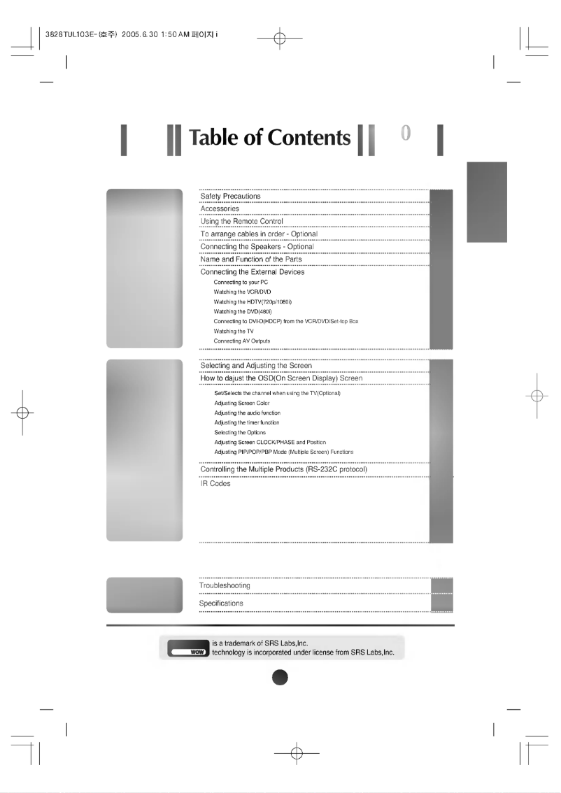 Page 1 de la notice Manuel utilisateur LG L4200TFK