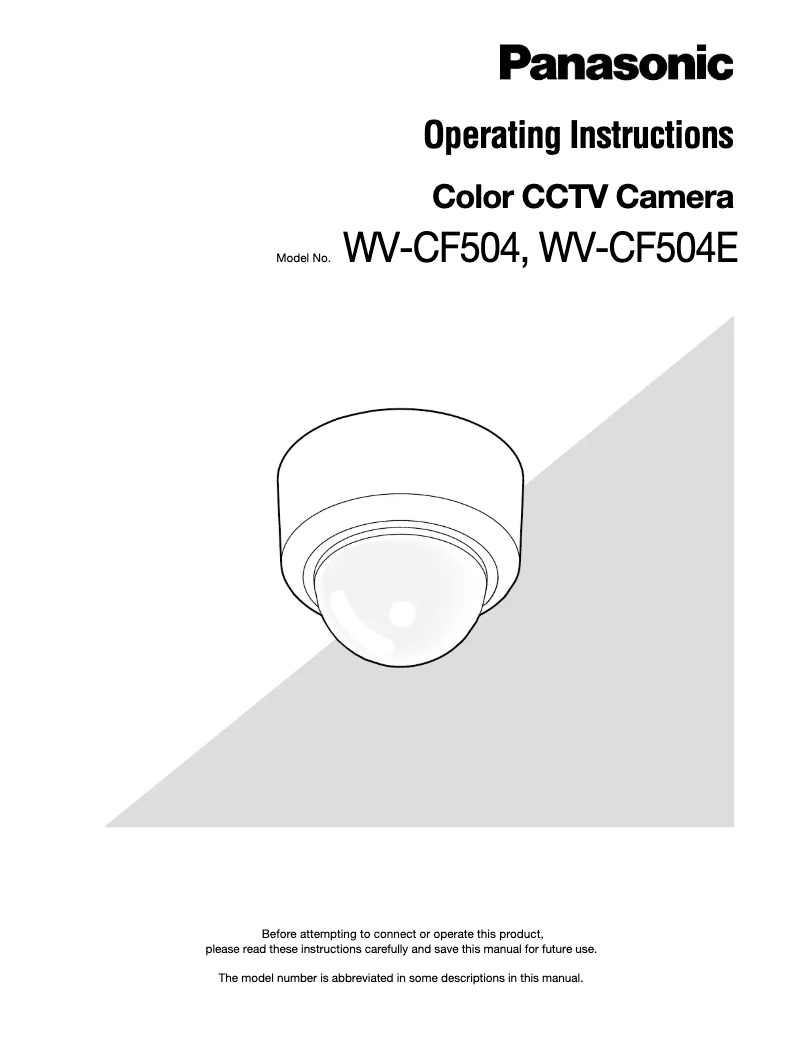 Page 1 de la notice Manuel utilisateur Panasonic WV-CF504E