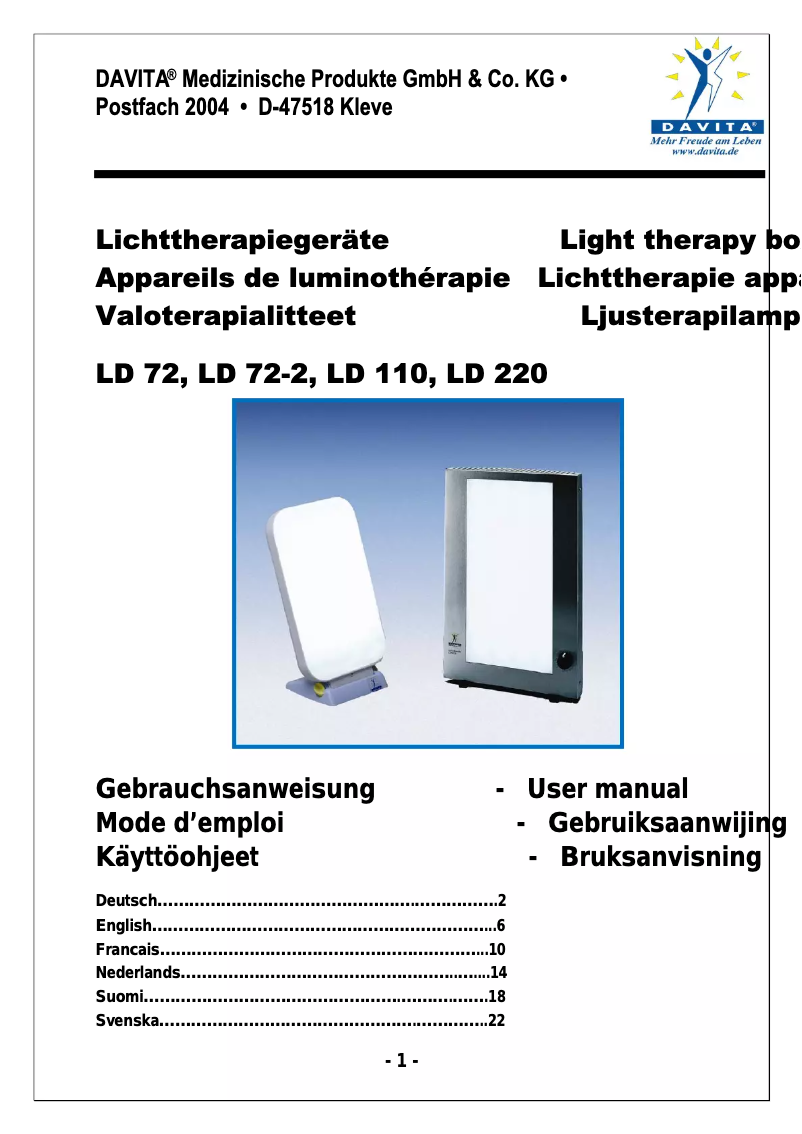 Image de la première page du manuel de l'appareil LD 72