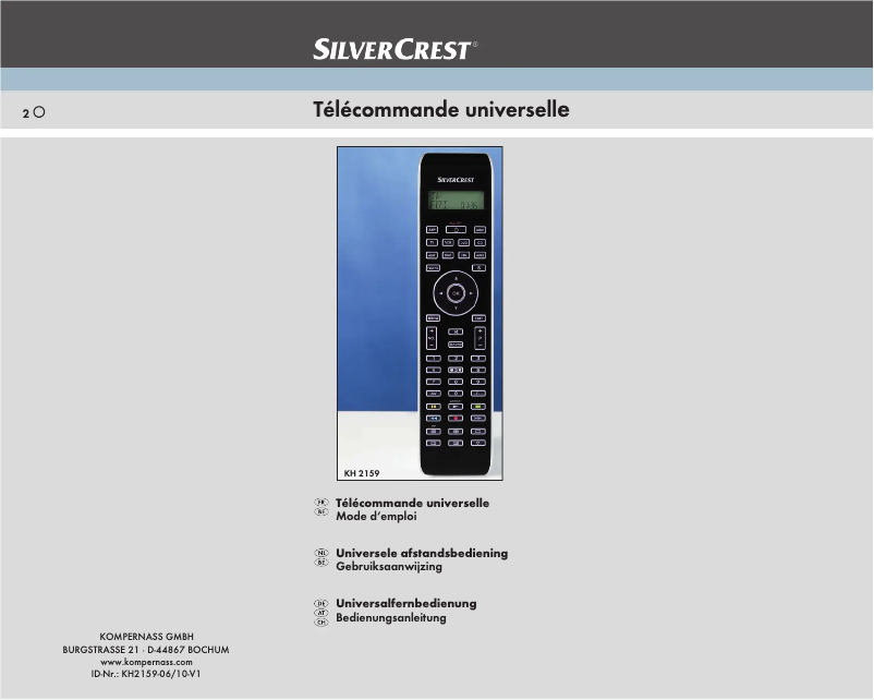 Page n°1 - Manuel utilisateur SilverCrest KH 2159