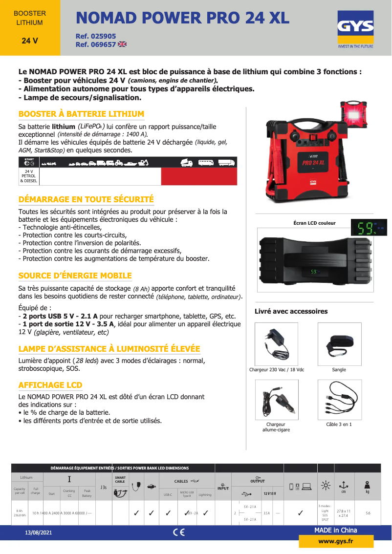 Image de la première page du manuel de l'appareil Nomad Power PRO 24 XL