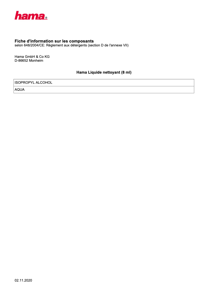 Page 1 de la notice Manuel utilisateur Hama 044733