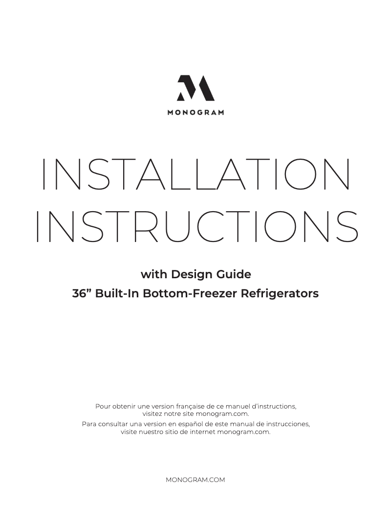 Page n°1 - Guide d'installation Monogram ZICS360NNLH