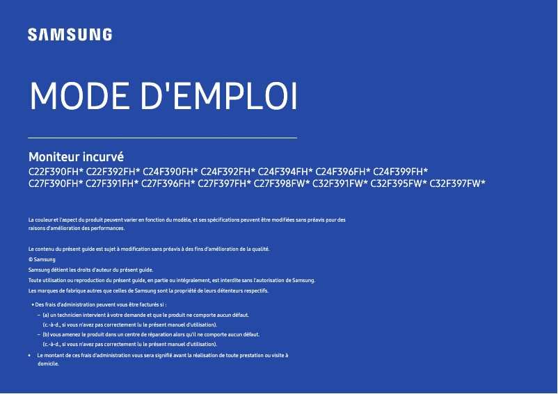 Page n°1 - Manuel utilisateur Samsung C27F390FHC