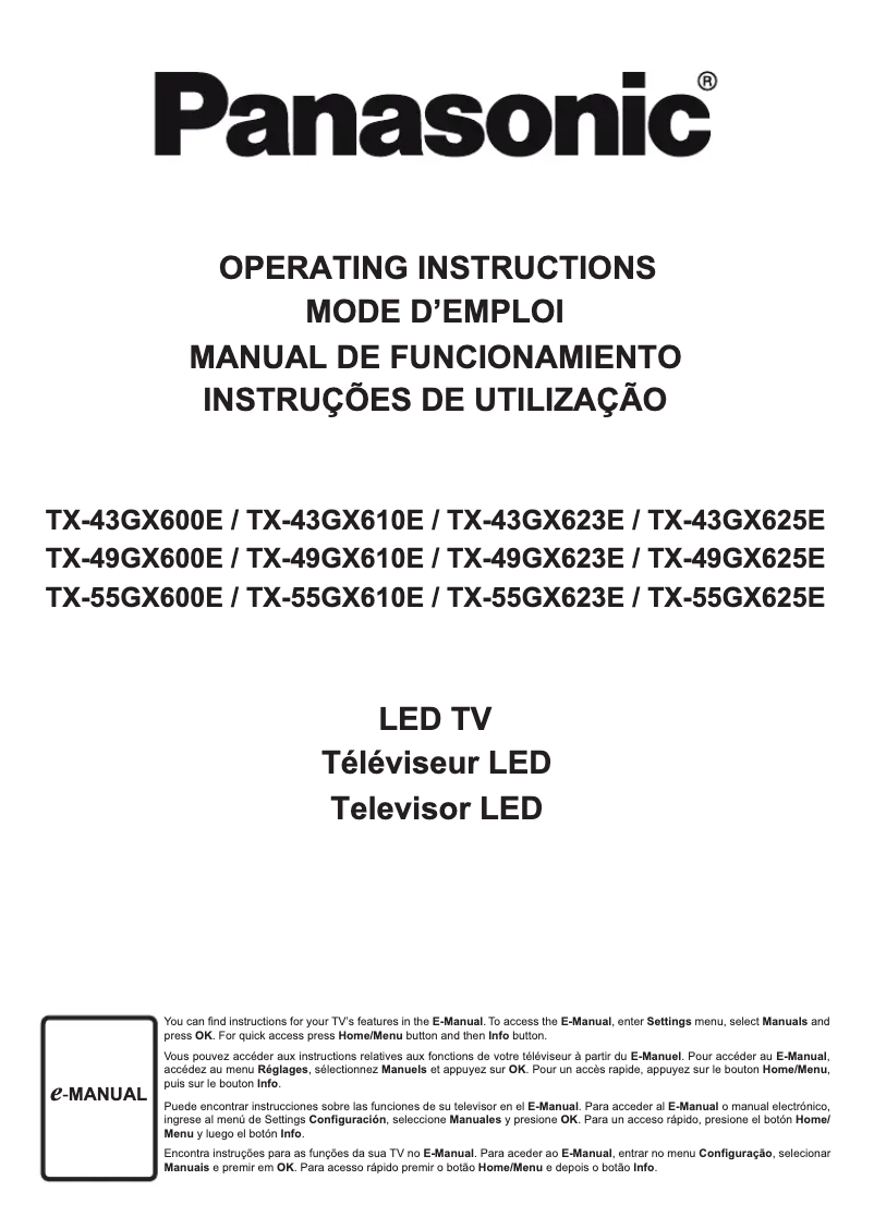 Page 1 de la notice Manuel utilisateur Panasonic TX-55GX610E