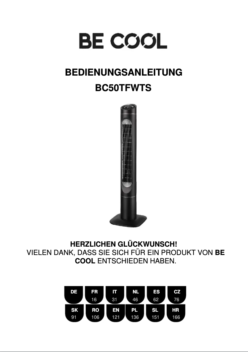 Image de la première page du manuel de l'appareil BC50TFWTS