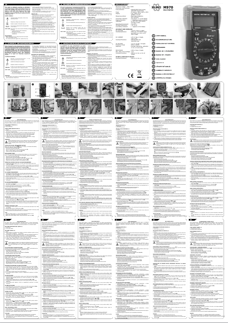 Page 1 de la notice Manuel utilisateur Elro M970