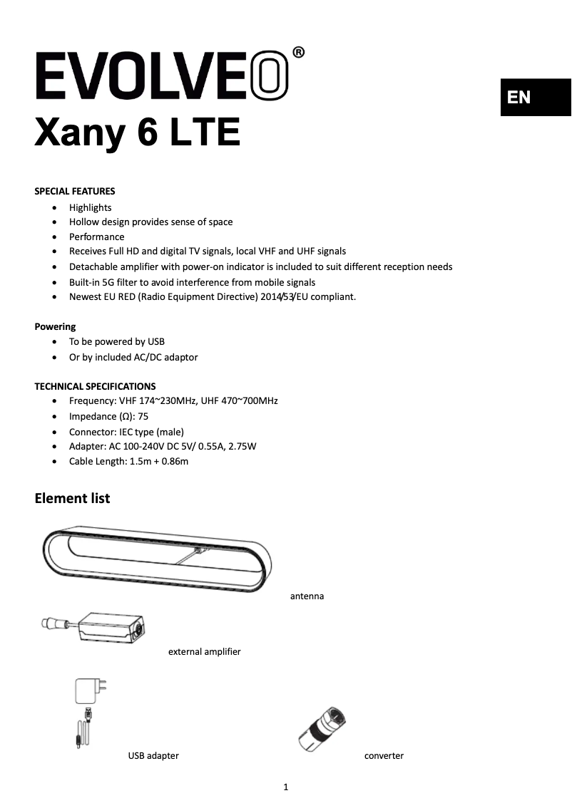 Image de la première page du manuel de l'appareil Xany 6