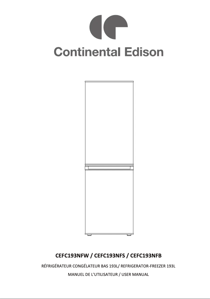Page n°1 - Manuel utilisateur Continental Edison CEFC193NFB