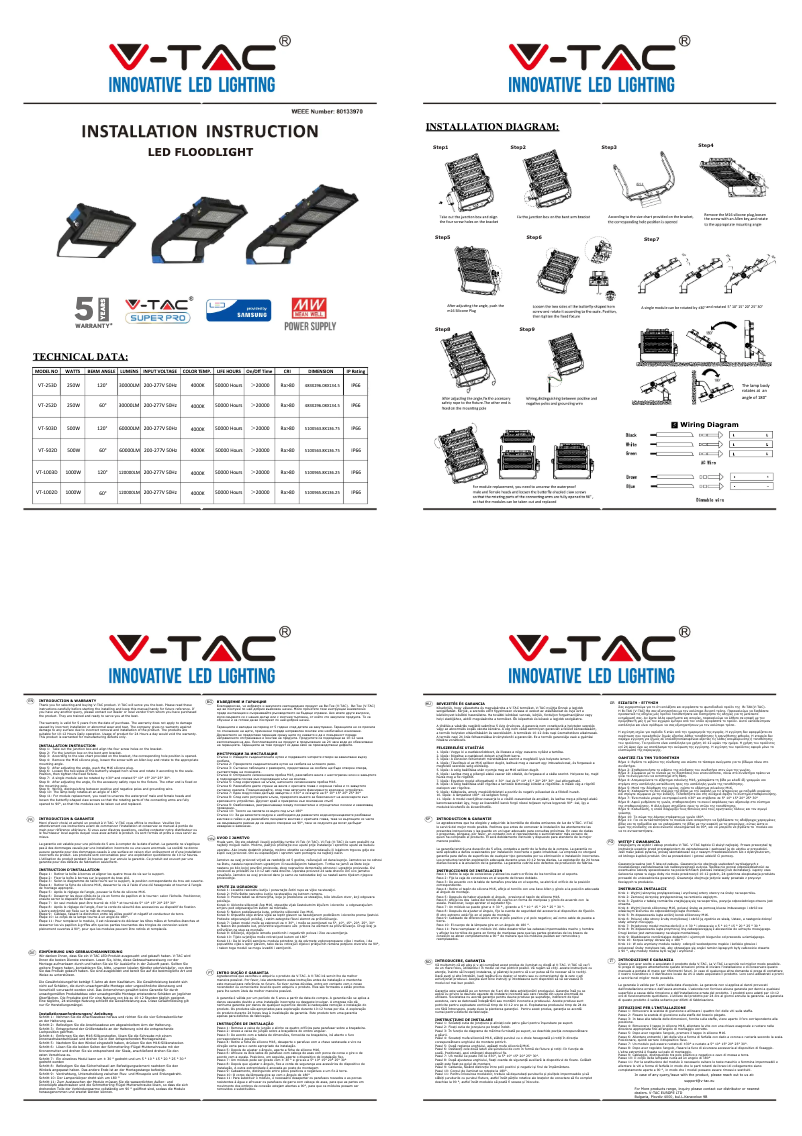 Page 1 de la notice Manuel utilisateur V-TAC VT-1002D