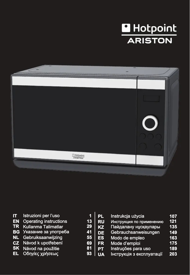 Page 1 de la notice Manuel utilisateur Hotpoint MWHA 2022 B