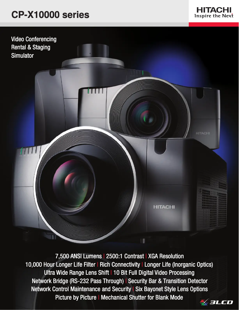 Page n°1 - Fiche technique Hitachi CP-X10000