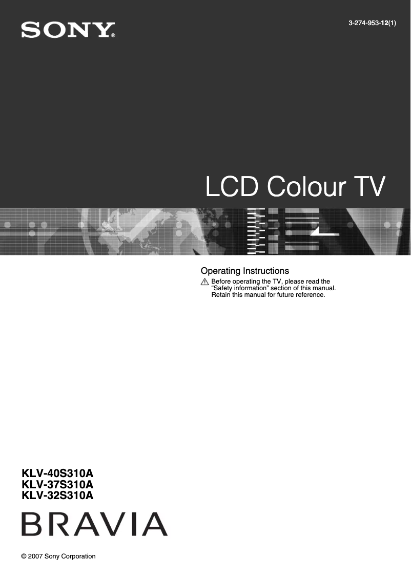 Page n°1 - Manuel utilisateur Sony Bravia KLV-32S310A