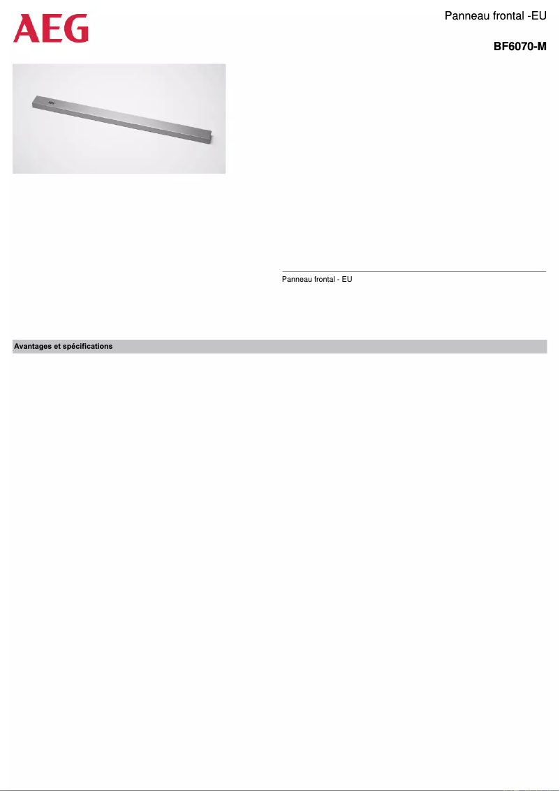 Image de la première page du manuel de l'appareil BF6070-M