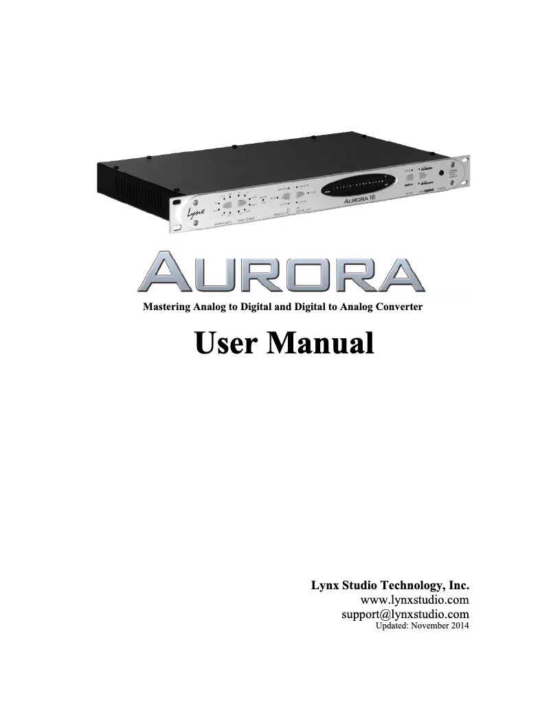 Page n°1 - Manuel utilisateur Lynx Aurora 16