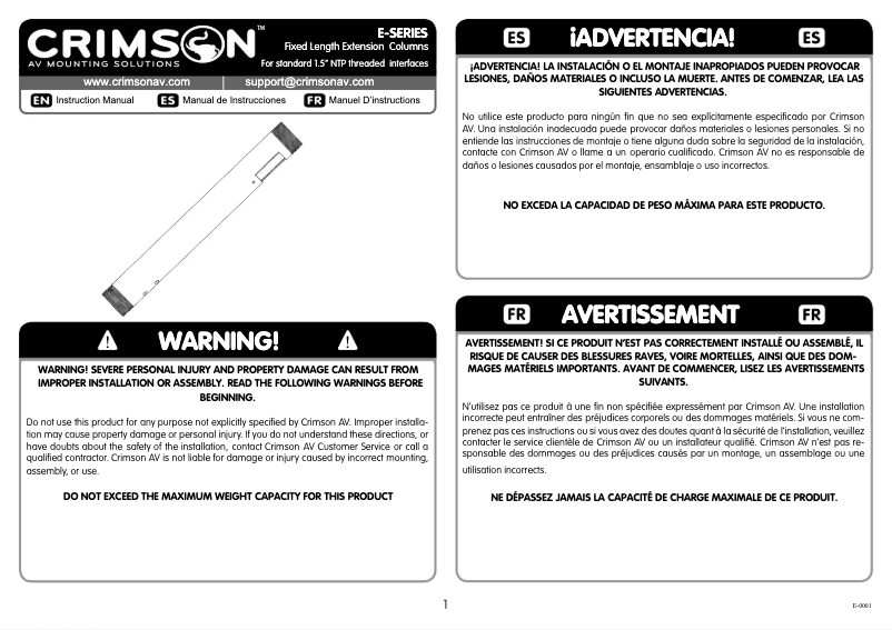 Page n°1 - Manuel utilisateur Crimson E06W