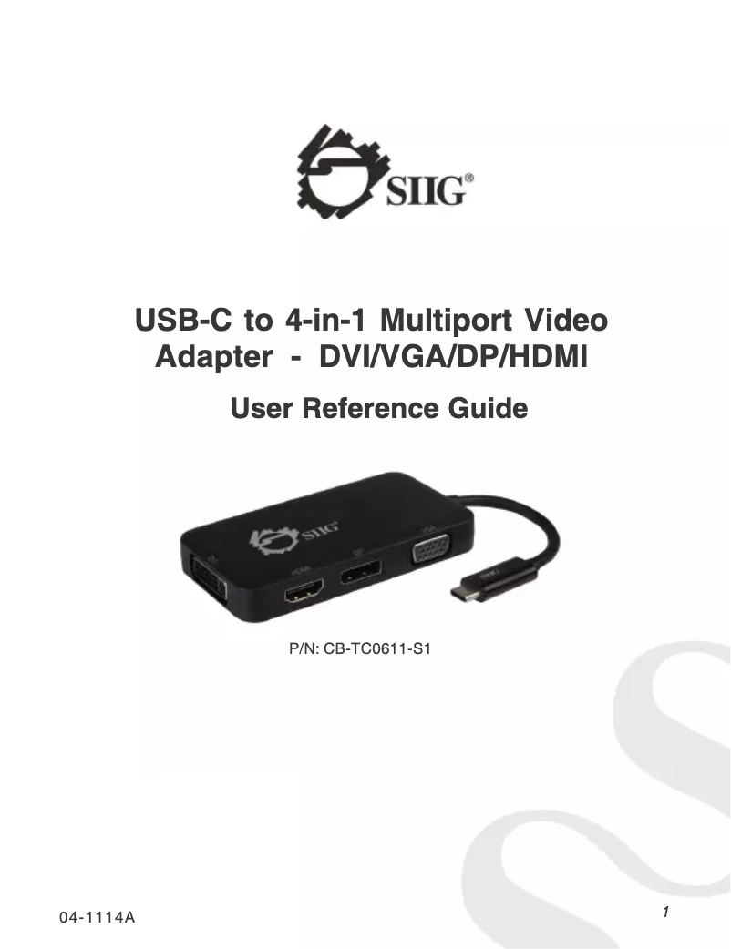 Page n°1 - Manuel utilisateur Siig CB-TC0611-S1