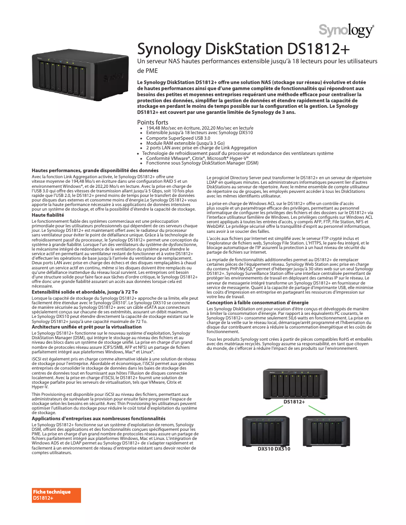 Image de la première page du manuel de l'appareil DS1812+